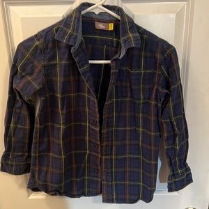 Blue and yellow flannel shirt